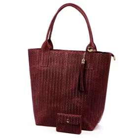   Luka 26-028  bordó női bőr válltáska, shopper 42 x 35 x 16 cm