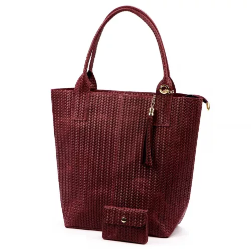 Luka 26-028  bordó női bőr válltáska, shopper 42 x 35 x 16 cm