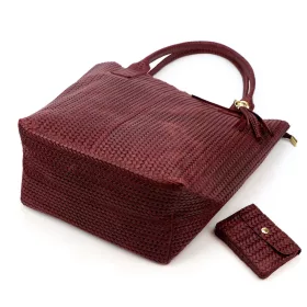   Luka 26-028  bordó női bőr válltáska, shopper 42 x 35 x 16 cm