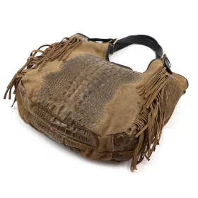   Luka 25-019 CROCO barna női bőr kézitáska 37 x 32 x 13 cm