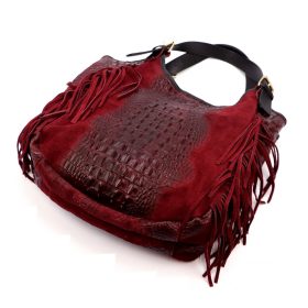   Luka 25-019 CROCO bordó női bőr kézitáska 37 x 32 x 13 cm