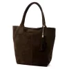 Luka 26-036 barna női velúr bőr válltáska, shopper 40 x 36 x 15 cm