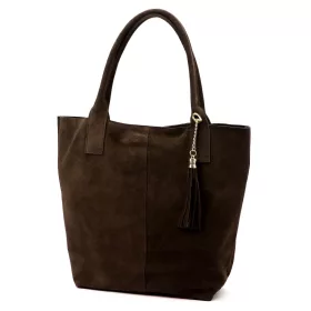   Luka 26-036 barna női velúr bőr válltáska, shopper 40 x 36 x 15 cm