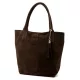 Luka 26-036 barna női velúr bőr válltáska, shopper 40 x 36 x 15 cm