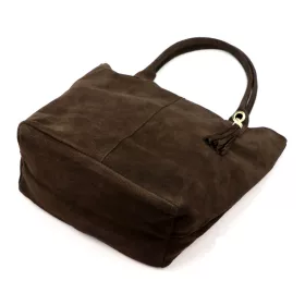   Luka 26-036 barna női velúr bőr válltáska, shopper 40 x 36 x 15 cm