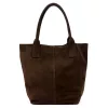 Luka 26-036 barna női velúr bőr válltáska, shopper 40 x 36 x 15 cm
