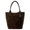 Luka 26-036 barna női velúr bőr válltáska, shopper 40 x 36 x 15 cm
