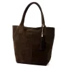 Luka 26-036 barna női velúr bőr válltáska, shopper 40 x 36 x 15 cm
