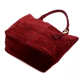   Luka 26-036 bordó női velúr bőr válltáska, shopper 40 x 36 x 15 cm