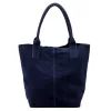 Luka 26-036 sötétkék női velúr bőr válltáska, shopper 40 x 36 x 15 cm