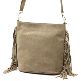   Luka 26-030 taupe női velúr bőr válltáska, oldaltáska 28 x 28 x 15 cm