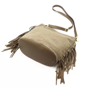   Luka 26-030 taupe női velúr bőr válltáska, oldaltáska 28 x 28 x 15 cm