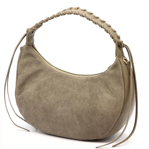 Luka 26-039 taupe női velúr bőr válltáska 35 x 22 x 15 cm