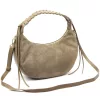 Luka 26-039 taupe női velúr bőr válltáska 35 x 22 x 15 cm