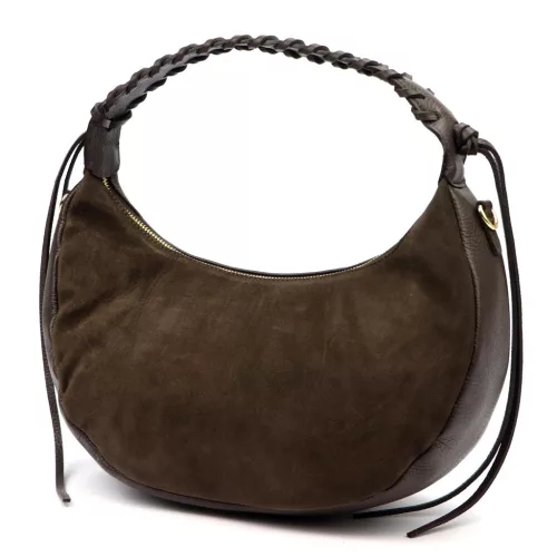 Luka 26-039 barna női velúr bőr válltáska 35 x 22 x 15 cm