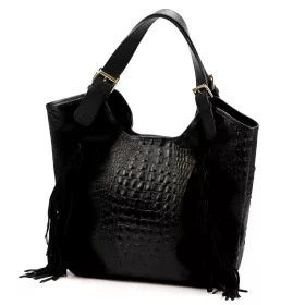   Luka 25-019 CROCO fekete női bőr kézitáska 37 x 32 x 13 cm