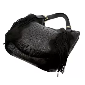   Luka 25-019 CROCO fekete női bőr kézitáska 37 x 32 x 13 cm