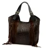 Luka 25-019 CROCO barna női bőr kézitáska 37 x 32 x 13 cm