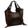 Luka 25-019 CROCO barna női bőr kézitáska 37 x 32 x 13 cm