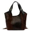 Luka 25-019 CROCO barna női bőr kézitáska 37 x 32 x 13 cm