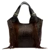 Luka 25-019 CROCO barna női bőr kézitáska 37 x 32 x 13 cm