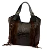 Luka 25-019 CROCO barna női bőr kézitáska 37 x 32 x 13 cm