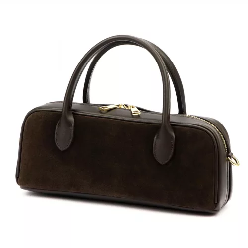 Luka 26-041 női, barna velúr bőr kézitáska 31 x 13 x 9 cm