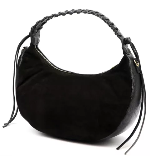 Luka 26-039 fekete női velúr bőr válltáska 35 x 22 x 15 cm