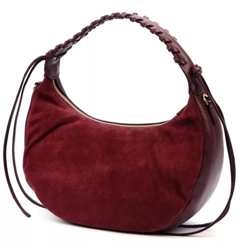 Luka 26-039 bordó női velúr bőr válltáska 35 x 22 x 15 cm