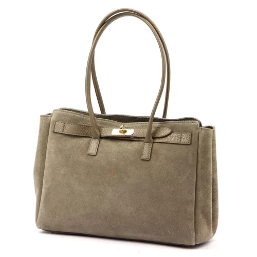 Camilla PREMIUM 10.004 taupe női bőr válltáska 37 x 24 x 14 cm
