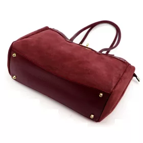   Camilla PREMIUM 10.004 bordó női velúr bőr válltáska 37 x 24 x 14 cm