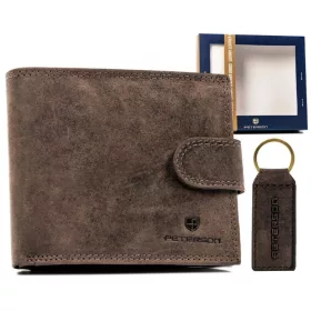   Peterson PTN SET-M-N992L-CHM barna férfi marhabőr pénztárca