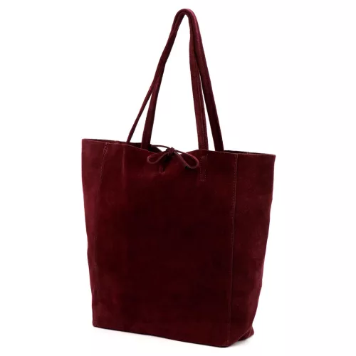 Patrizia 419-013-05 bordó velúr bőr női válltáska, shopper 38 x 38 x 13 cm