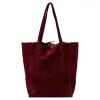 Patrizia 419-013-05 bordó velúr bőr női válltáska, shopper 38 x 38 x 13 cm