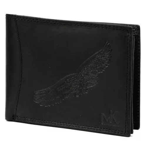 Money Kepper CDD 5600 BIRD fekete férfi bőr pénztárca, sas mintával 12.5 x 10 x 2.5 cm