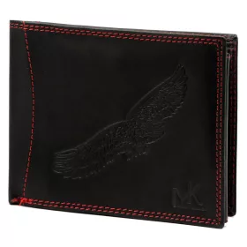   Money Kepper CDD 5600 BIRD fekete-piros férfi bőr pénztárca, sas mintával 12.5 x 10 x 2.5 cm