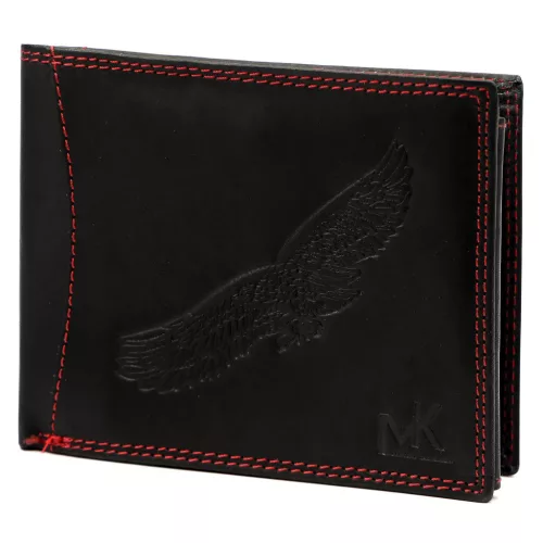 Money Kepper CDD 5600 BIRD fekete-piros férfi bőr pénztárca, sas mintával 12.5 x 10 x 2.5 cm