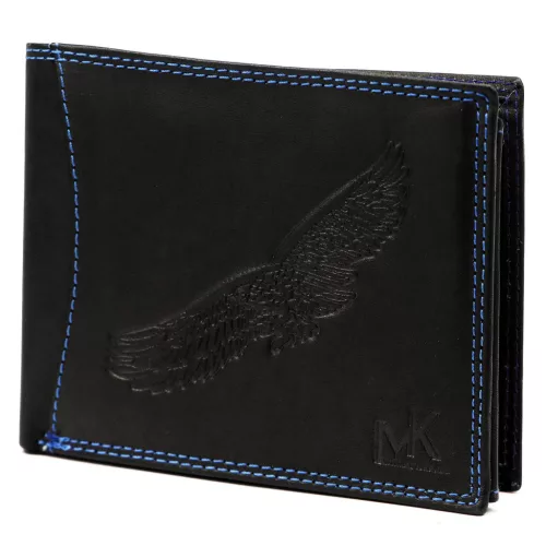 Money Kepper CDD 5600 BIRD fekete férfi bőr pénztárca, sas mintával 12.5 x 10 x 2.5 cm