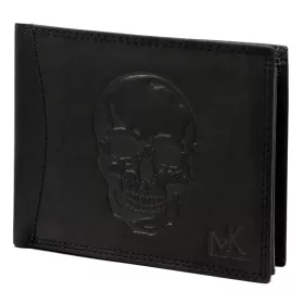   Money Kepper CDD 5600 SKULL fekete férfi bőr pénztárca, koponya mintával 12.5 x 10 x 2.5 cm
