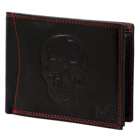   Money Kepper CDD 5600 SKULL fekete-piros férfi bőr pénztárca, koponya mintával 12.5 x 10 x 2.5 cm