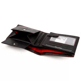   Money Kepper CDD 5600 SKULL fekete-piros férfi bőr pénztárca, koponya mintával 12.5 x 10 x 2.5 cm