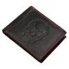 Money Kepper CDD 5600 SKULL fekete-piros férfi bőr pénztárca, koponya mintával 12.5 x 10 x 2.5 cm