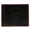 Money Kepper CDD 5600 SKULL fekete-piros férfi bőr pénztárca, koponya mintával 12.5 x 10 x 2.5 cm