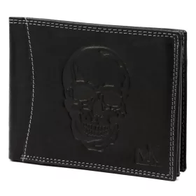   Money Kepper CDD 5600 SKULL fekete férfi bőr pénztárca, koponya mintával 12.5 x 10 x 2.5 cm
