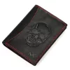 Money Kepper CDD 5601 SKULL fekete-piros férfi bőr pénztárca, koponya motívummal 10 × 13 × 2,5 cm