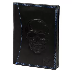   Money Kepper CDD 5601 SKULL fekete férfi bőr pénztárca, koponya motívummal 10 × 13 × 2,5 cm