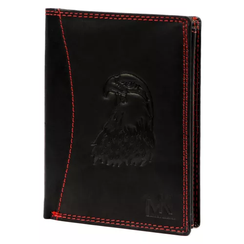 Money Kepper CDD 5601 EAGLE fekete-piros férfi bőr pénztárca, sas motívummal 10 × 13 × 2,5 cm
