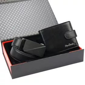   Pierre Cardin ZG-201-BA férfi bőr péztárca, bőröv ajándék szett 125 cm