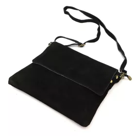   Luka 24-090 D fekete női velúr bőr oldaltáska 30 x 26 x 6 cm