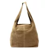 Camilla PREMIUM 10.006 taupe női velúr bőr válltáska 35 x 32 x 15 cm